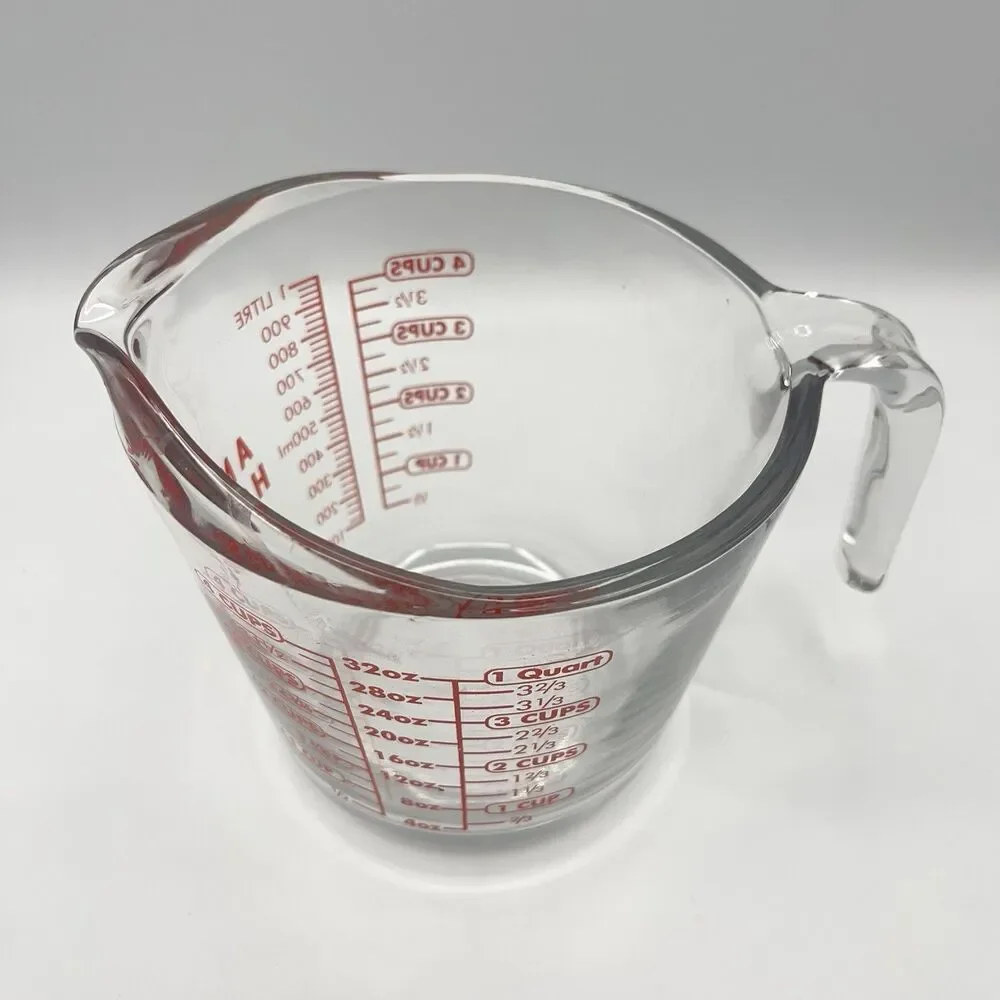 Anchor Hocking 4 Cup Glass Measuring Cup 32oz Red Lettering #8